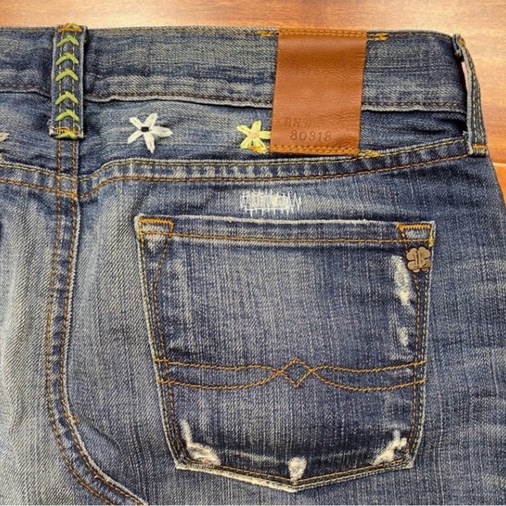 Lucky Brand Y2K Zoe Embroidered Patchwork Denim Mini Skirt Size 00 Boho Western - Picture 9 of 16